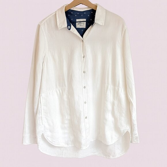 NWOT JACHS Girlfriend Shacket White on White Plaid Brushed Cotton Size L - Picture 1 of 8